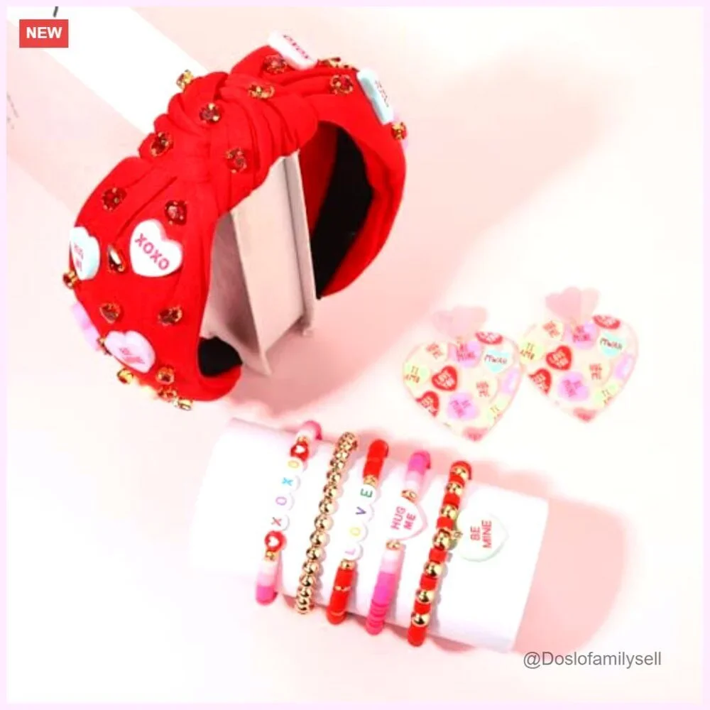 Valentine's Day Headband Set Conversation Heart Jewelry Accessories Party Favors